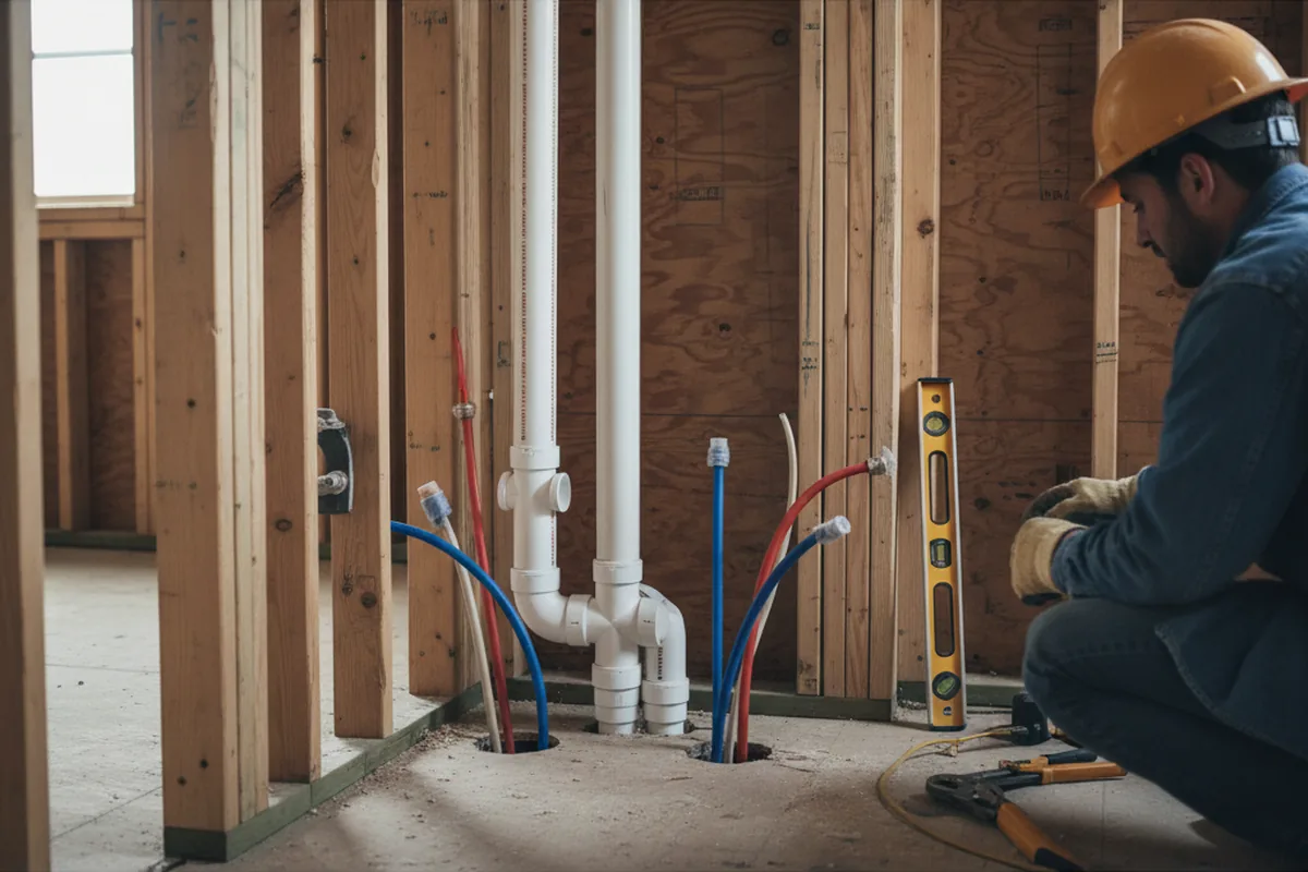 Drain and supply rough-in during Toilet Repair and Installation in Broad Brook