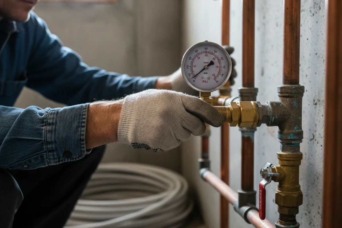 Pressure testing a repaired line during Water Line Repair in Broad Brook